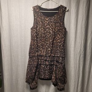 Theory Asymmetrical Dress - Black and Brown